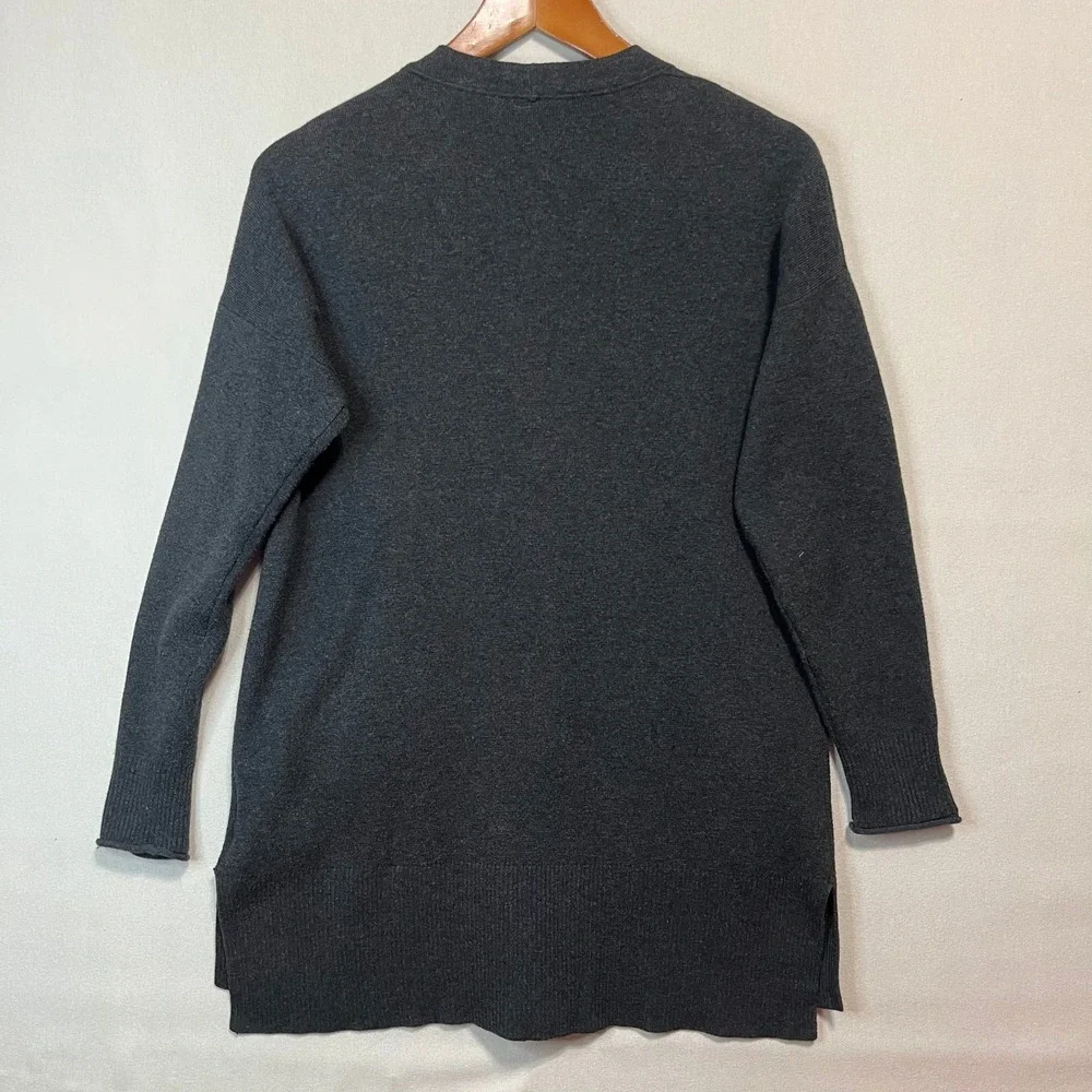 Madewell Charcoal Gray V-Neck Button Front Long Cardigan Cotton Sweater - Size S